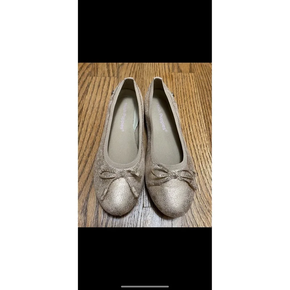 Hush Puppies Josie Flat BALLERINA SHOE GIRLS SIZE 1‎ M GOLD